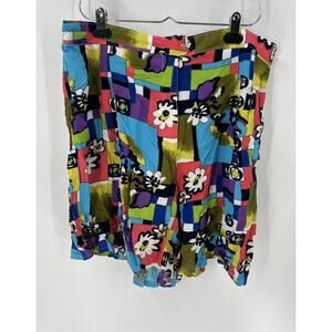 Argee Vintage Shorts Womens 24 Colorful Floral Patchwork Colorblock Casual